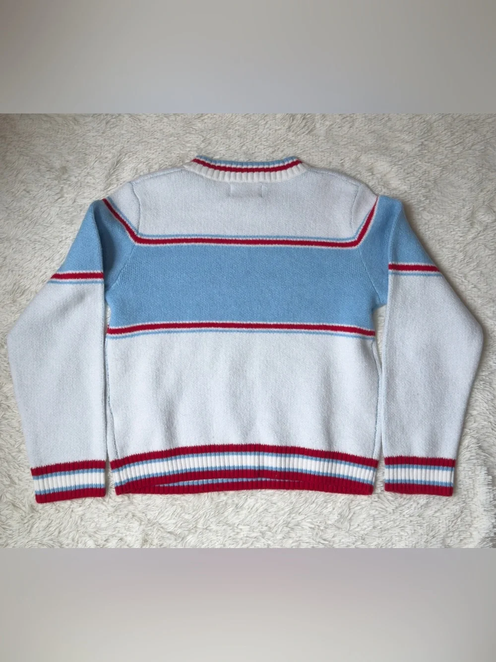 Old Navy White & Light Blue 'Ski Ya Later' Kids Sweater with Red Trim